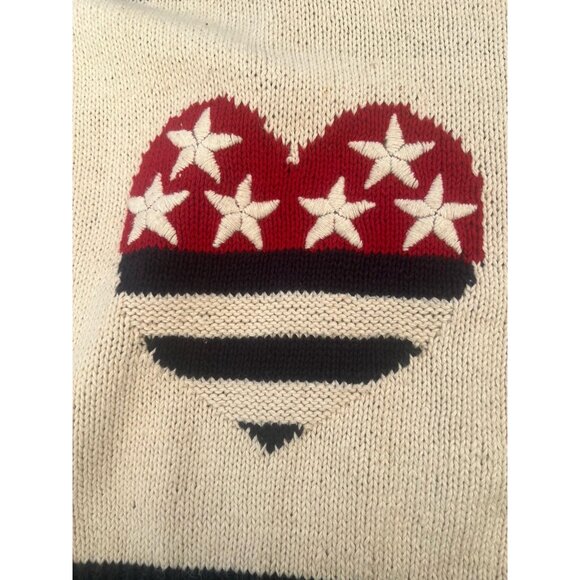 Vintage 80s Marisa Christina hand knit patriotic bear hearts stars cardigan 3X - Picture 5 of 11